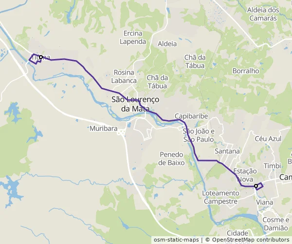Mapa do itinerário da linha