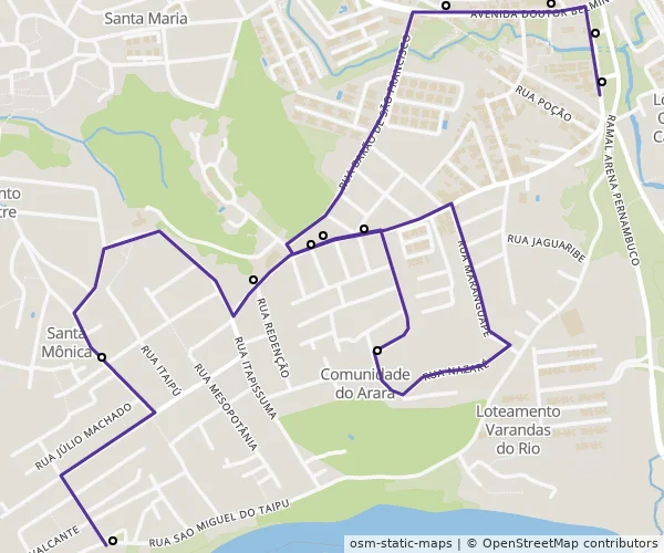 Mapa do itinerário da linha