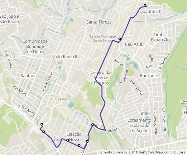 Mapa do itinerário da linha