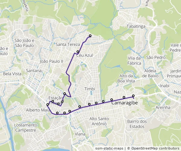 Mapa do itinerário da linha