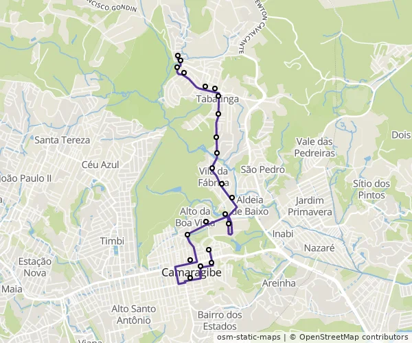 Mapa do itinerário da linha