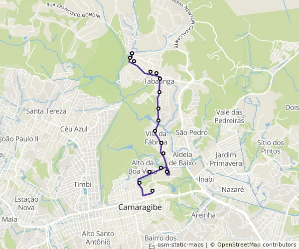 Mapa do itinerário da linha