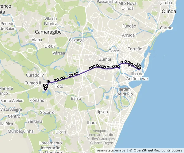 Mapa do itinerário da linha