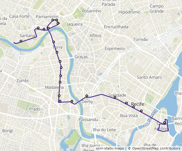 Mapa do itinerário da linha