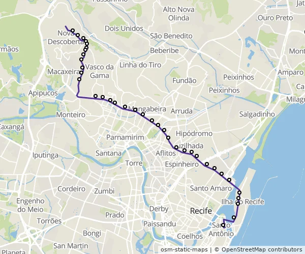 Mapa do itinerário da linha