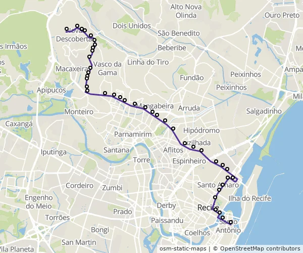 Mapa do itinerário da linha