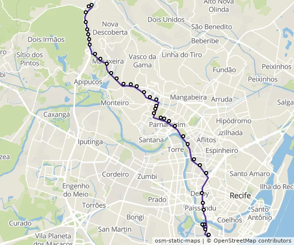 Mapa do itinerário da linha