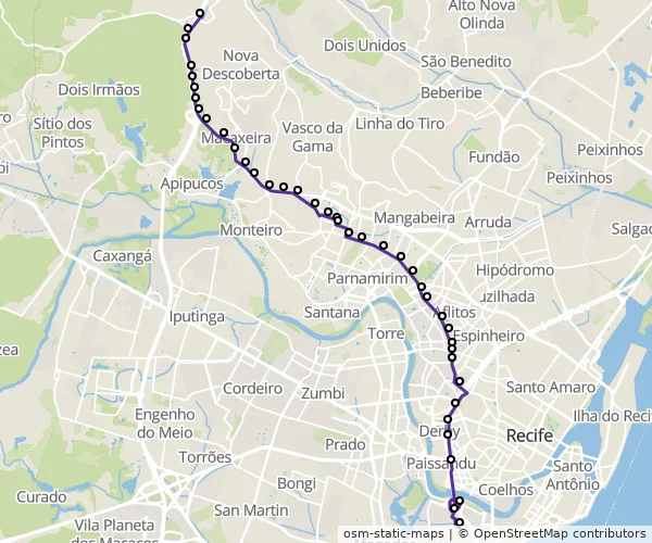 Mapa do itinerário da linha