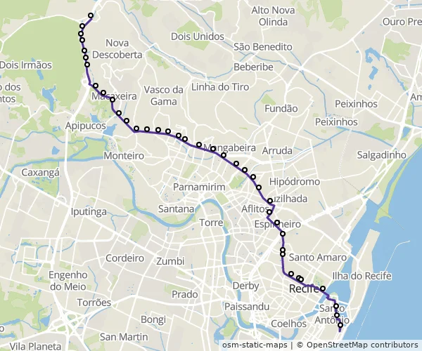 Mapa do itinerário da linha