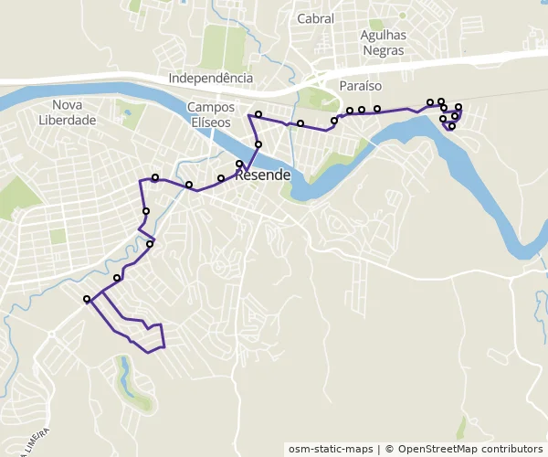 Mapa do itinerário da linha