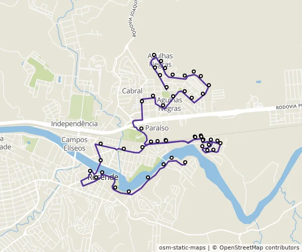 Mapa do itinerário da linha