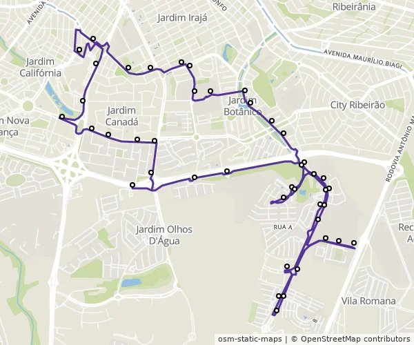 Mapa do itinerário da linha