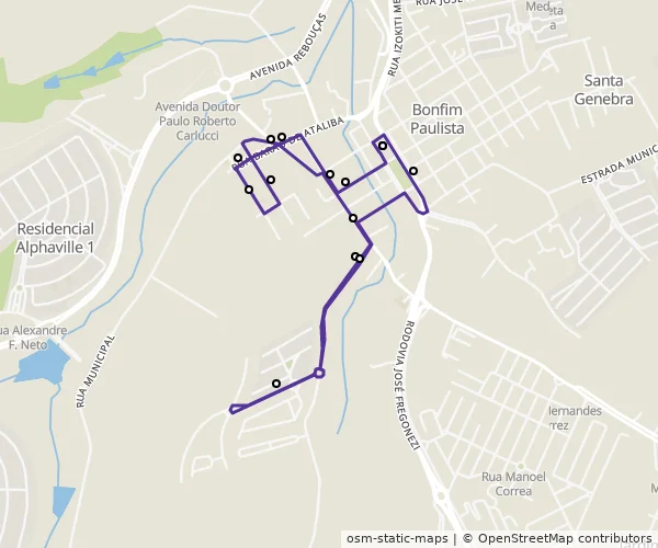 Mapa do itinerário da linha