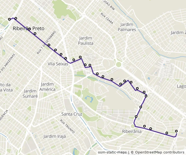Mapa do itinerário da linha