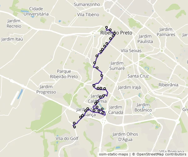 Mapa do itinerário da linha