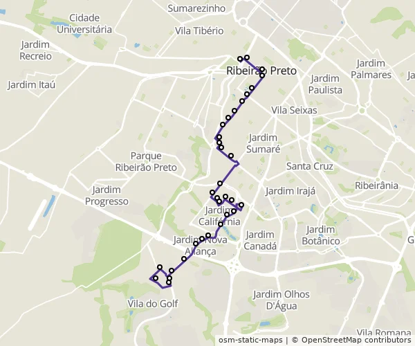 Mapa do itinerário da linha