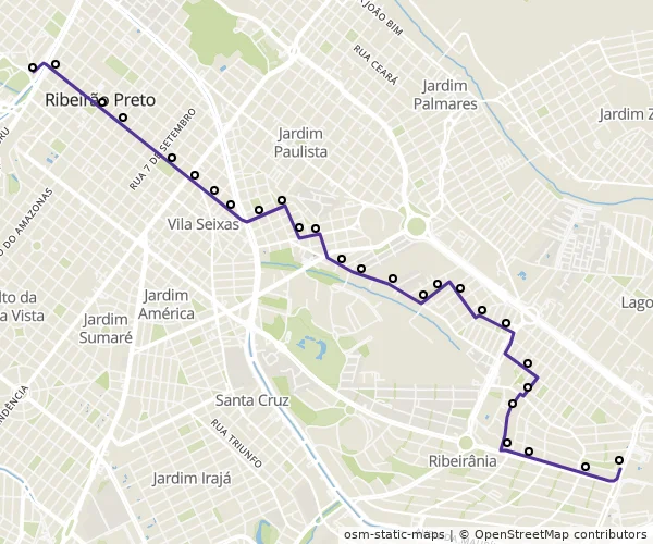 Mapa do itinerário da linha