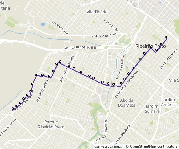 Mapa do itinerário da linha