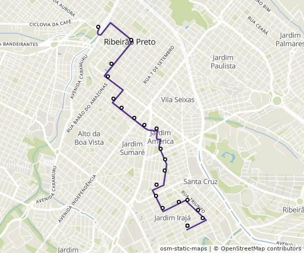 Mapa do itinerário da linha