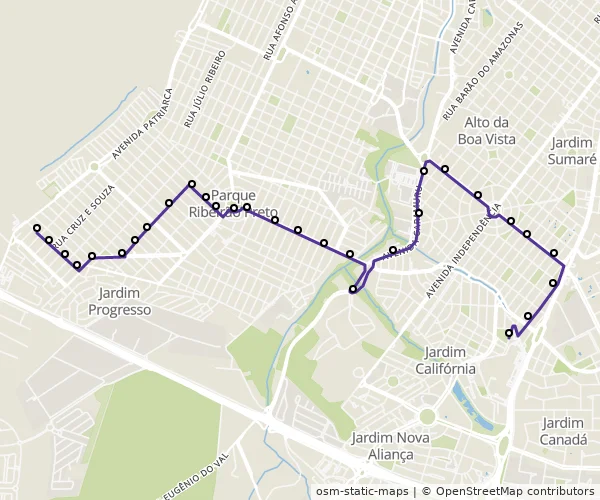 Mapa do itinerário da linha