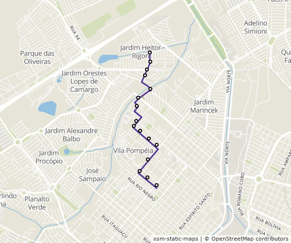 Mapa do itinerário da linha