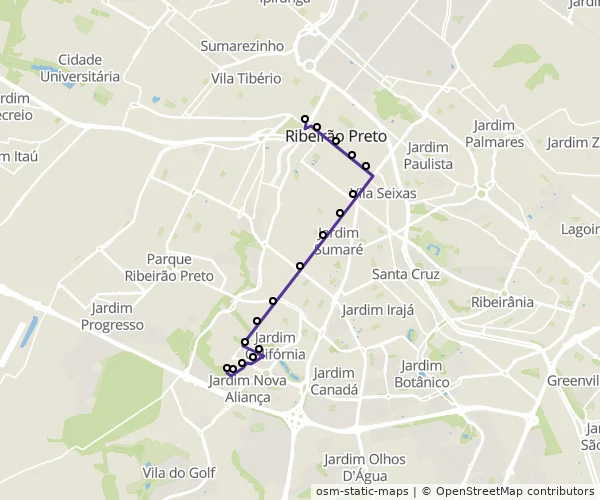 Mapa do itinerário da linha