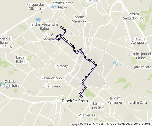 Mapa do itinerário da linha