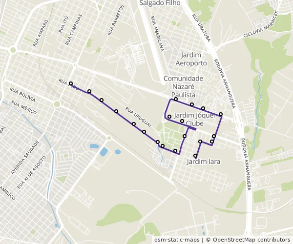 Mapa do itinerário da linha
