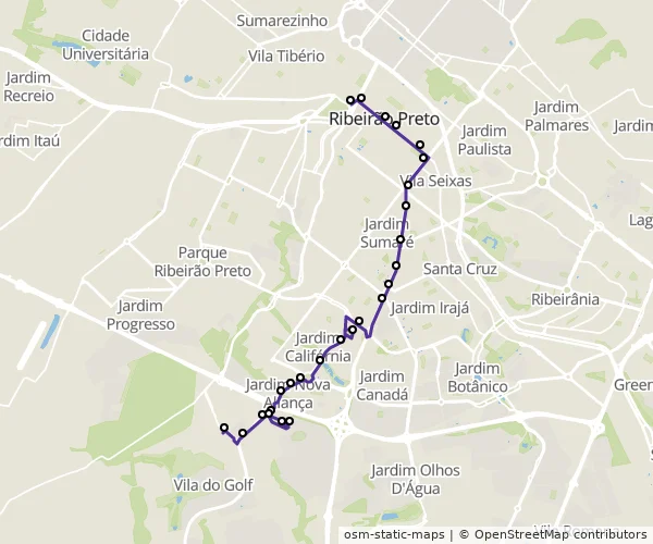 Mapa do itinerário da linha
