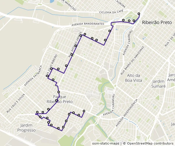 Mapa do itinerário da linha