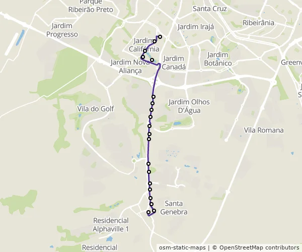 Mapa do itinerário da linha