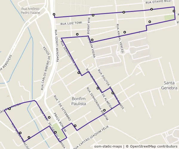 Mapa do itinerário da linha