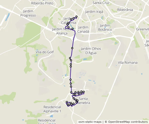 Mapa do itinerário da linha
