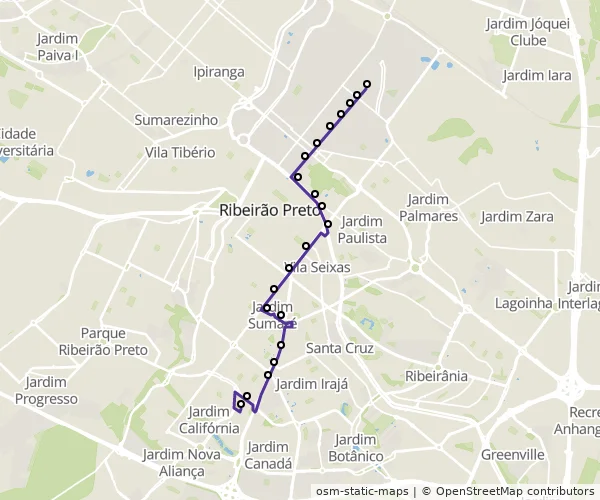 Mapa do itinerário da linha