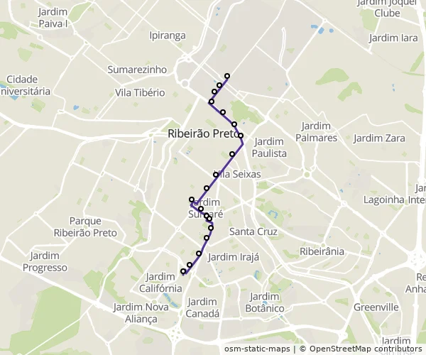 Mapa do itinerário da linha