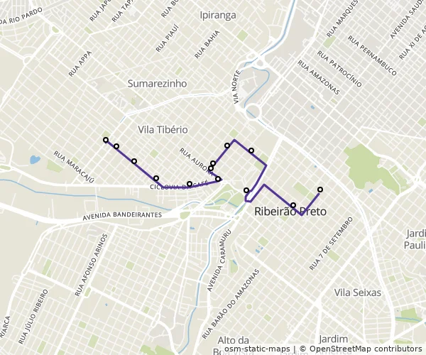 Mapa do itinerário da linha