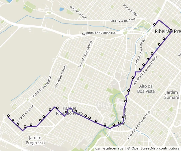 Mapa do itinerário da linha