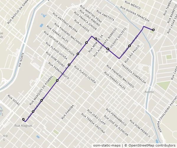 Mapa do itinerário da linha