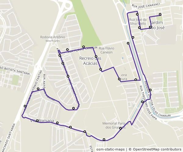 Mapa do itinerário da linha