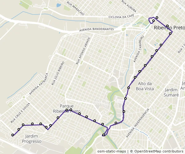 Mapa do itinerário da linha