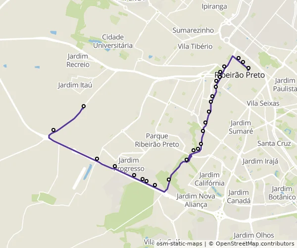 Mapa do itinerário da linha