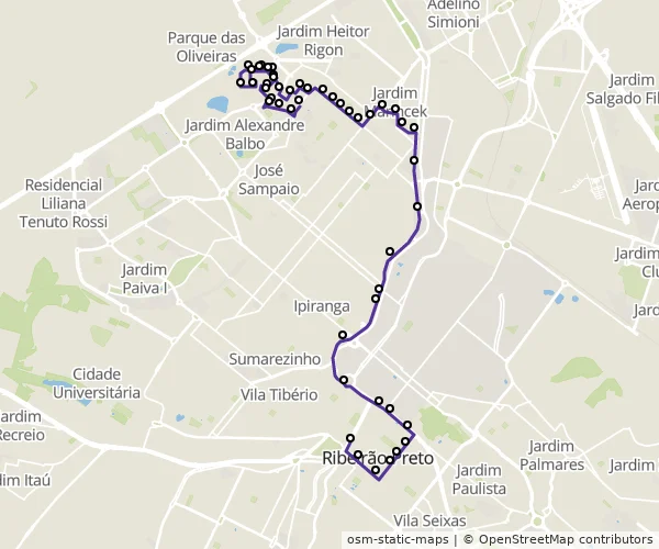 Mapa do itinerário da linha