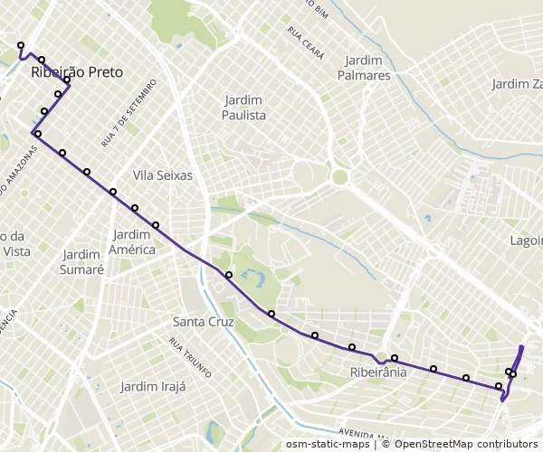 Mapa do itinerário da linha