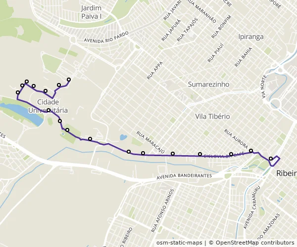 Mapa do itinerário da linha
