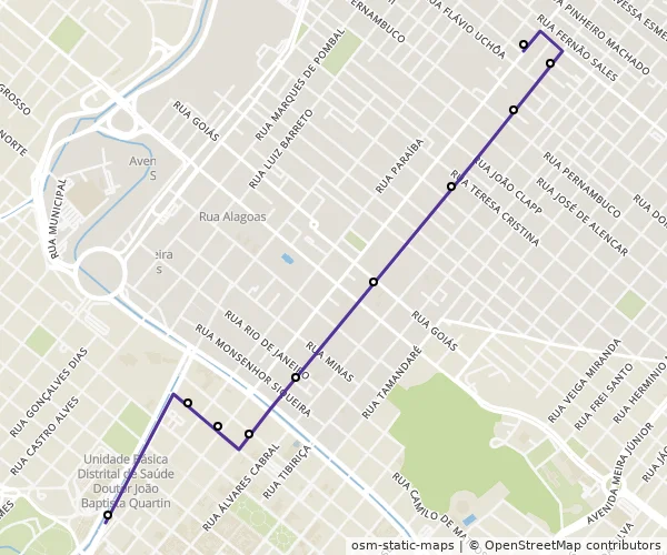 Mapa do itinerário da linha