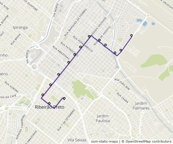 Mapa do itinerário da linha