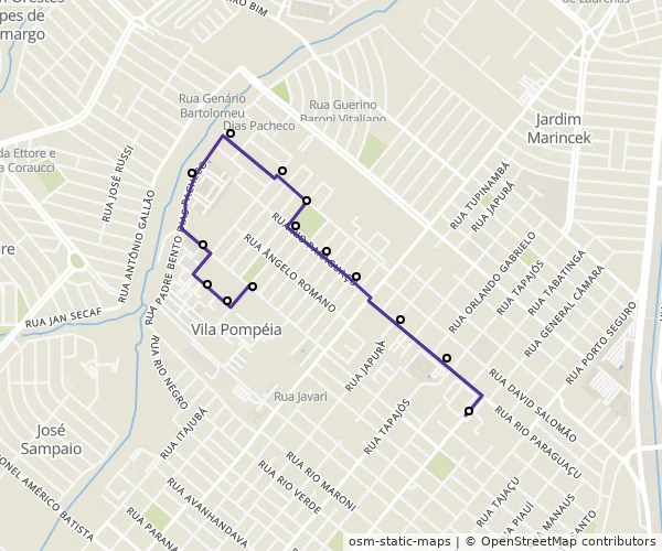 Mapa do itinerário da linha