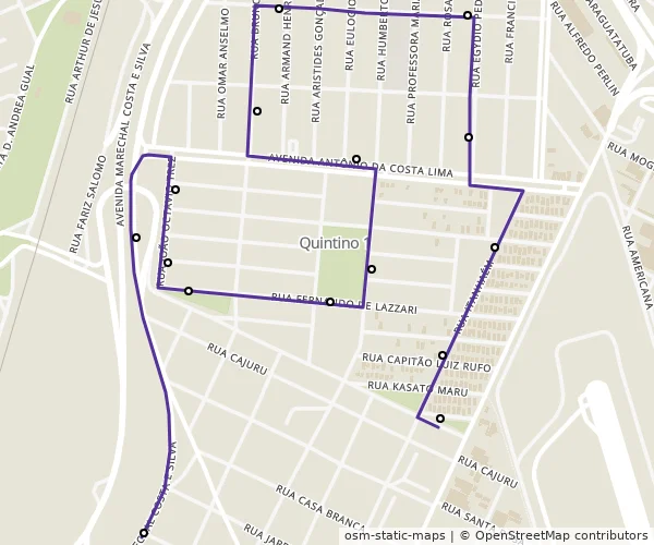 Mapa do itinerário da linha
