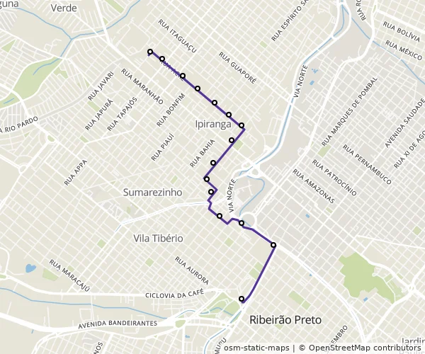 Mapa do itinerário da linha