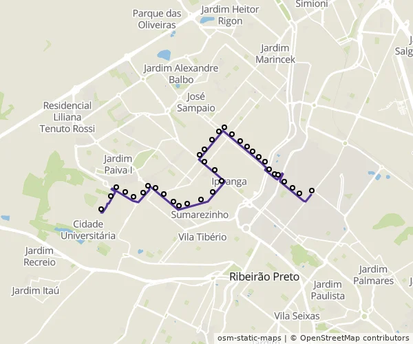 Mapa do itinerário da linha